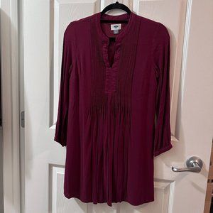 Old Navy- Wine Colored Pintucked Shirt/Dress, Size Small